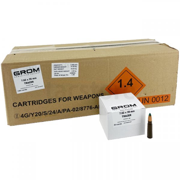 GROM 7.62x39 112gr FMJ Tracer Surplus 1000rds