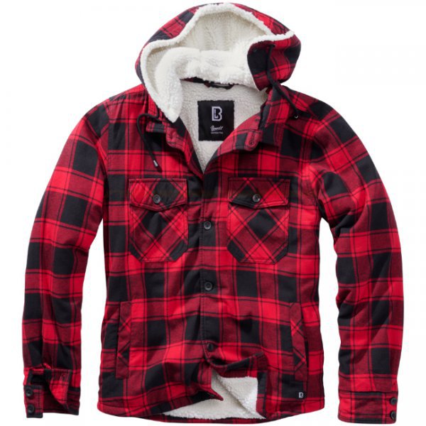 Brandit Lumberjacket Hooded - Red / Black - L