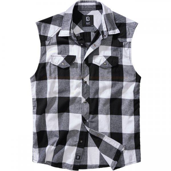 Brandit Checkshirt Sleeveless - White / Black - 4XL