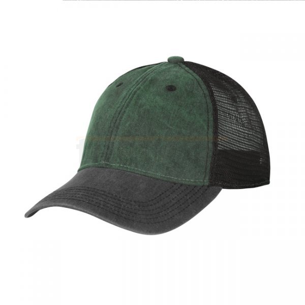 Helikon-Tex Plain Trucker Cap Washed Cotton - Washed Dark Green / Washed Black C