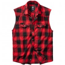 Brandit Checkshirt Sleeveless - Red / Black - XL