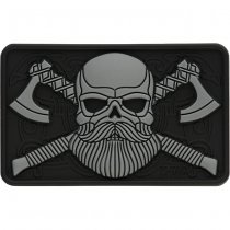 M-Tac Bearded Skull 3D Rubber Patch - Grey